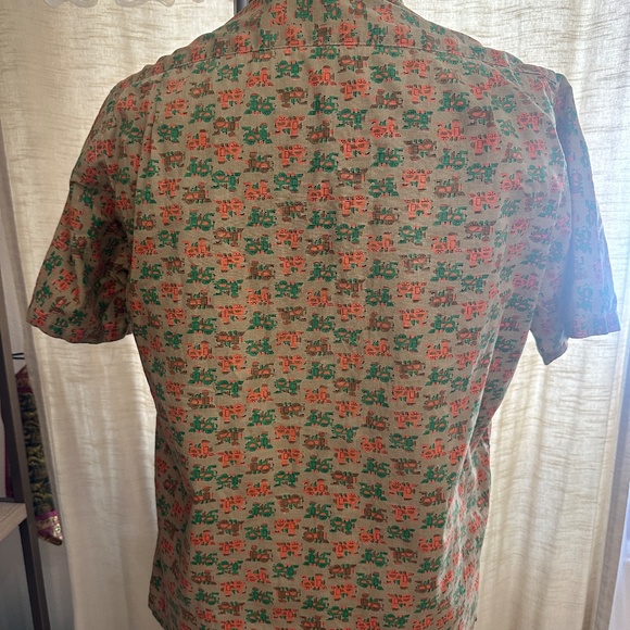 Vintage 1950s Train Print Button Up Short Sleeve Shirt - Picture 4 of 9